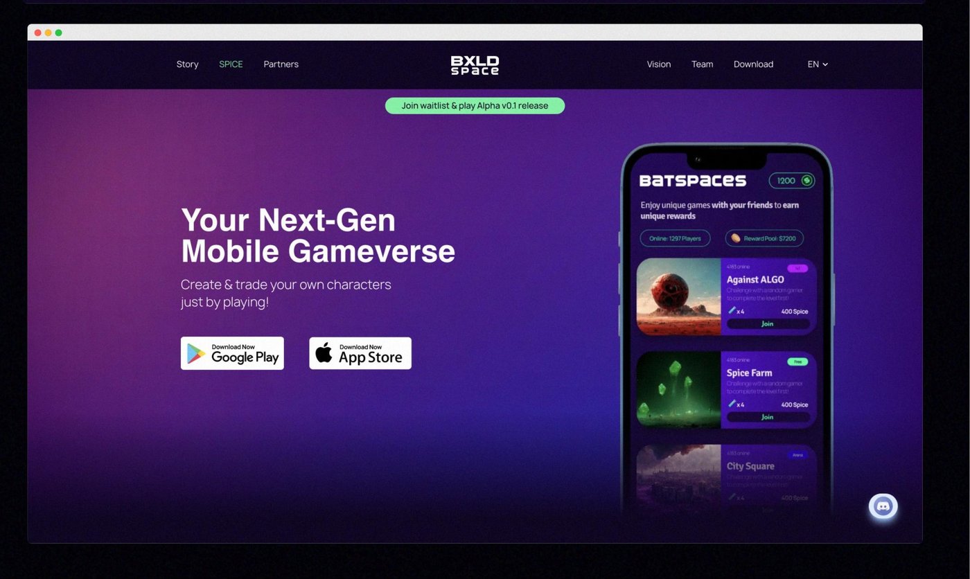 BXLD Space — Web3 gaming platform interface
