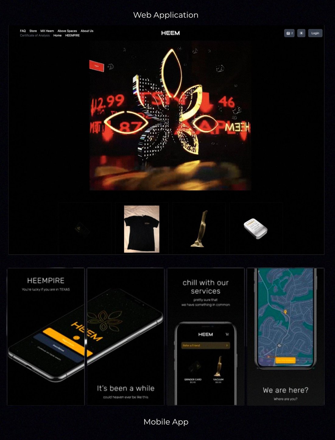 HEEM — web application and mobile app screens